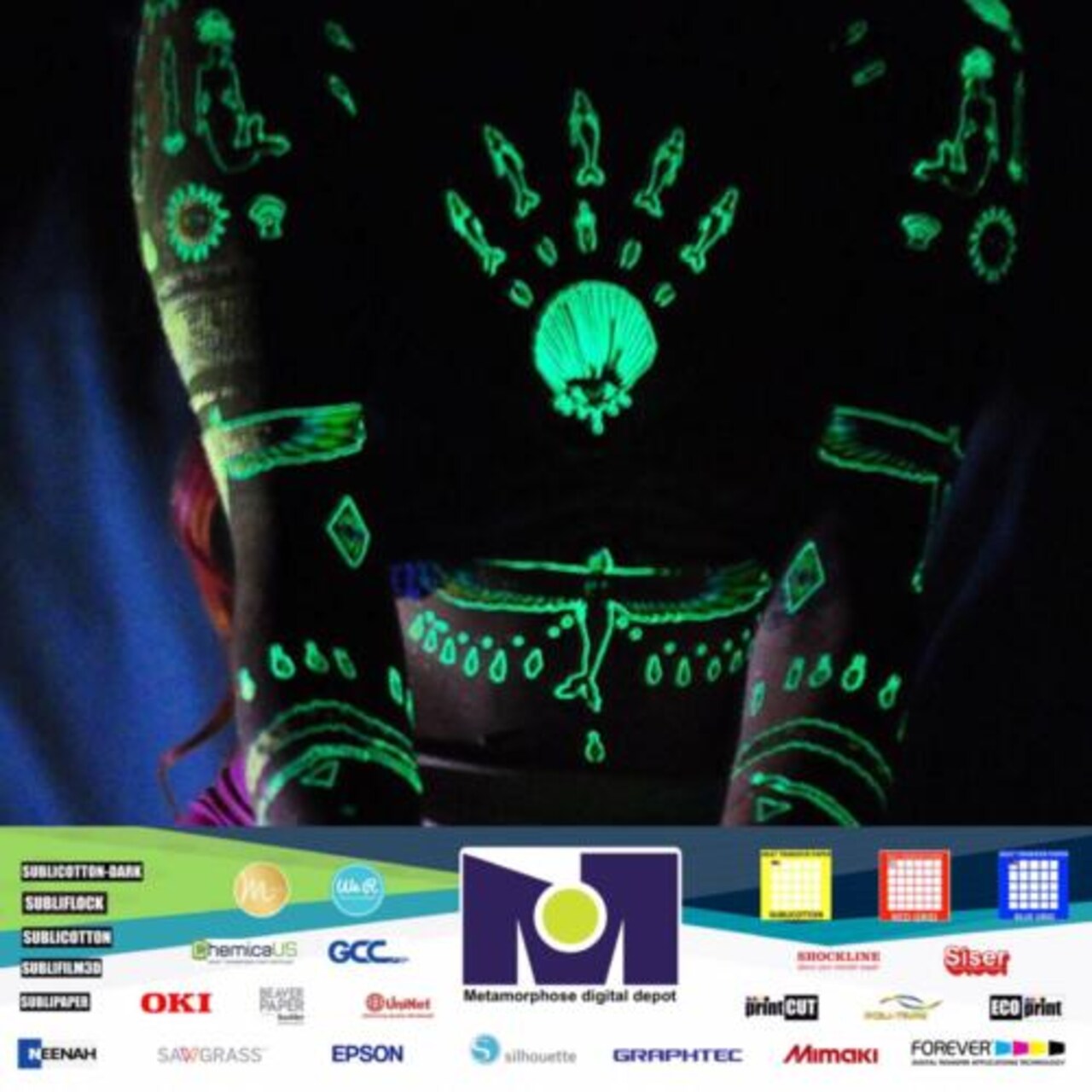 INKJET Temporary Tattoo Tatoo GLOW in the Dark GREEN Decal Paper 8.5”x11” 15 Sh